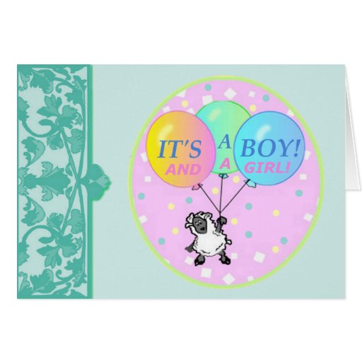 Boy Girl Twins Birth Announcement template Cards