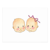Boy Girl Twins Graphic Post Card