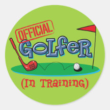 Boy Golfer In Training Round Stickers