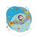 Boy in Spaceship Round Sticker