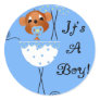 Boy Monkey in Carriage It's a  Boy Cards Sticker