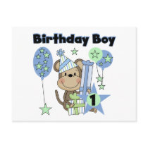 Boy Monkey With Gifts 1st Birthday Postcard