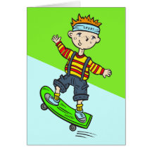 Boy On Skateboard Greeting Cards
