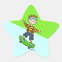 Boy On Skateboard Star Stickers