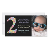 Boy or Girl 2nd Birthday Thank You Photo Card