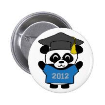 Boy Panda Blue & Grey 2012 Grad Pinback Buttons