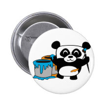 Boy Panda Painting Fun Pinback Button