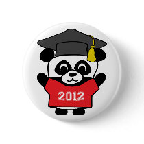 Boy Panda Red & White 2012 Grad Pinback Buttons