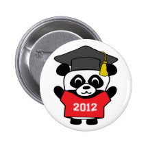 Boy Panda Red & White 2012 Grad Pinback Buttons