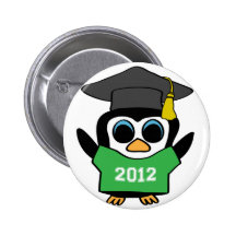 Boy Penguin Green & White 2012 Grad Pin