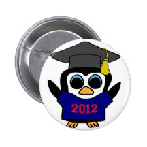 Boy Penguin Navy & Red 2012 Grad Pinback Buttons