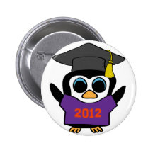 Boy Penguin Purple & Orange 2012 Grad Buttons