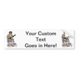 Boy playing acoustic guitar with sheet music bumper sticker