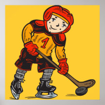 Boy Playing Hockey Poster