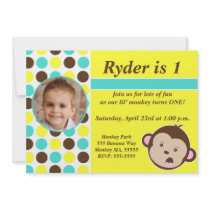 Boy Polka Dot Monkey Invite