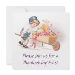 Boy Pushing Wheelbarrow of Fruit Thanksgiving invitations