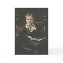 boy reading book greeting card