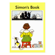 Boy reading Book Plate Business Card Template