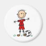 Boy Red Uniform Soccer Fridge Magnets
