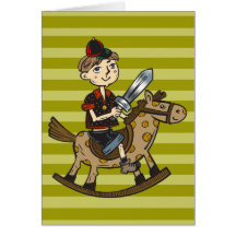 Boy Riding Rocking Horse Greeting Card