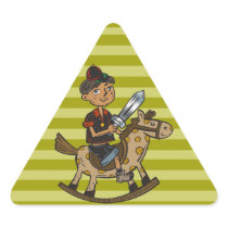 Boy Riding Rocking Horse Sticker