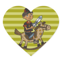 Boy Riding Rocking Horse Heart Sticker