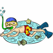 Boy Swimming With Fish Cut Out