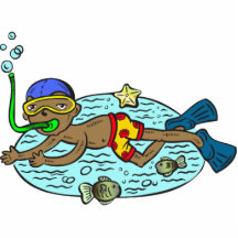 Boy Swimming With Fish Photo Cut Outs