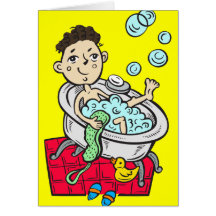 Boy Taking Bath Cards