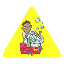 Boy Taking Bath Triangle Stickers