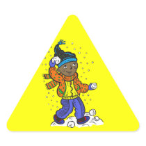 Boy Throwing Snowballs Sticker