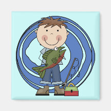 Boy With Fish Tshirts and Gifts Fridge Magnets