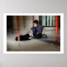 Boy with his dog poster