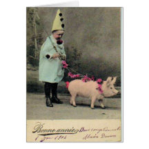 Boy With Pig Fashion Plate Cards