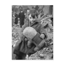 Boy with Stuffed Animal, 1945 Postcard