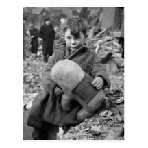 Boy with Stuffed Animal, 1945 Postcard