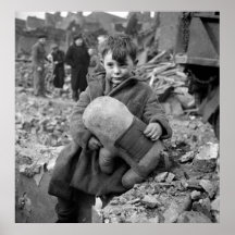 Boy with Stuffed Animal, 1945 Print