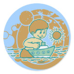 Boy with Tugboat Tshirts and Gifts Stickers