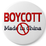 BOYCOTT  MADE IN CHINA PINBACK BUTTON