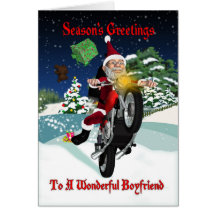Boyfriend Motorcycle Santa With Flying Gifts Cards