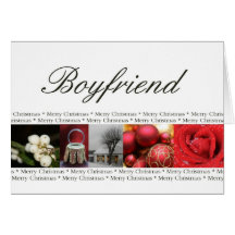 Boyfriend red, black & white Winter collage Greeting Card