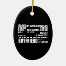 Boyfriends Best & Greatest Boyfriend : Qualities Christmas Tree Ornament