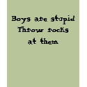 Boys are stupidThrow rocks at them t-shirts