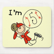 Boy's Baseball I'm 5 Tshirts and Gifts Mouse Pads