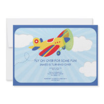 Boy's Birthday Invitation Cute Aeroplane