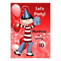 Boy's Birthday Party Red Age Specific Personalized Invites