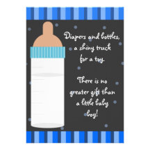 Boys Blue Baby Bottle Baby Shower Invitations