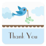 Boys blue bird baby shower thank you stickers