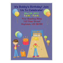 Boys Bowling Birthday Party Invitations