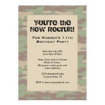 Boys Camo Army Invitations